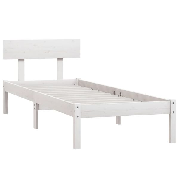 vidaXL Bed Frame without Mattress White Solid Wood Pine Single