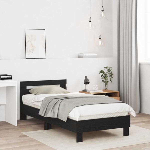 vidaXL Bed Frame Black Oak 203 x 95 x 70 cm Engineered Wood