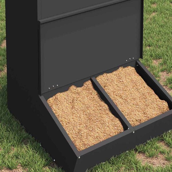vidaXL Pig Feeder Black 55 x 51 x 91.5 cm Cold-Rolled Steel