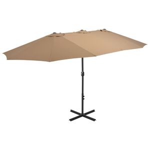 vidaXL Garden Parasol with Aluminium Pole 460x270 cm Taupe