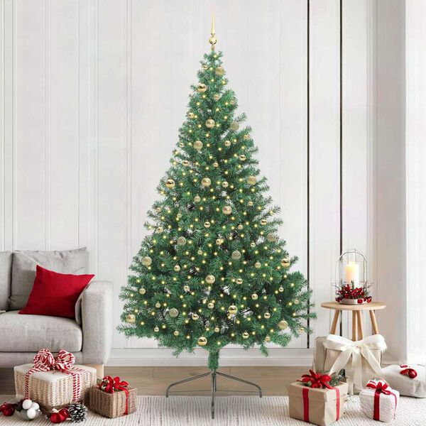 vidaXL Artificial Pre-lit Christmas Tree Green 240 cm PVC