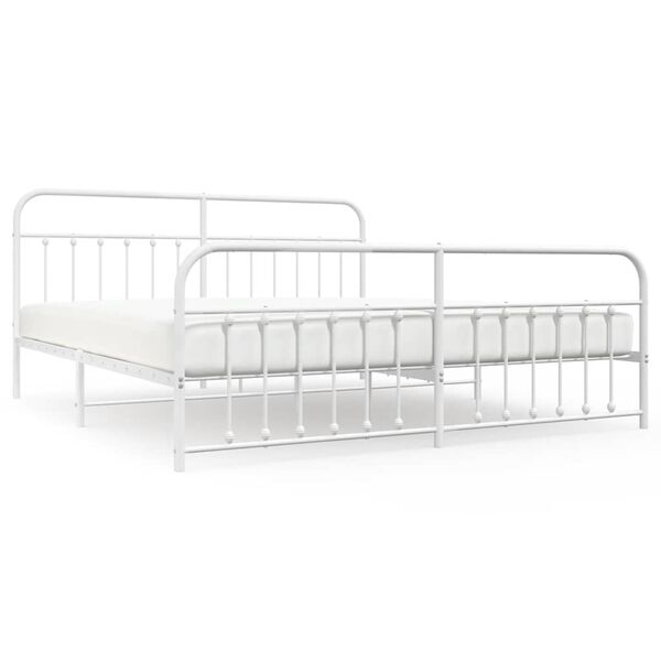 vidaXL Metal Bed Frame without Mattress with Footboard White 193x203cm