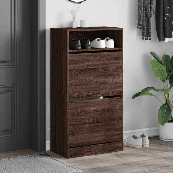 vidaXL Shoe Cabinet Brown Oak 60x34x116 Engineered Wood
