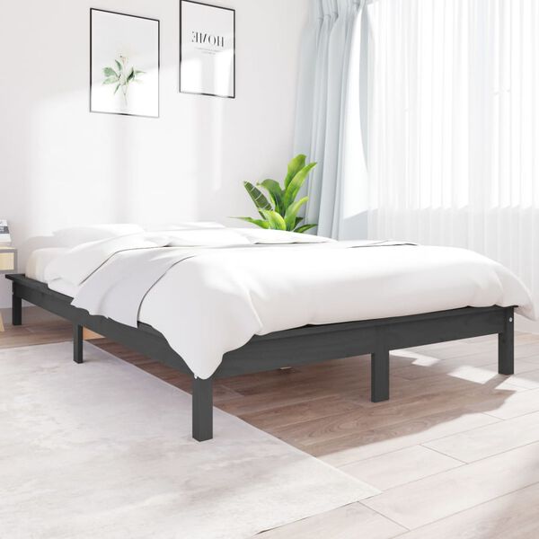 vidaXL Bed Frame without Mattress Grey 120x200 cm Solid Wood