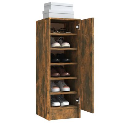 vidaXL Shoe Cabinet Smoked Oak 32x35x92 cm Engineered Wood