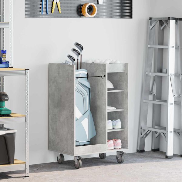 vidaXL Golf Cabinet with Wheel Plain Concrete Grey 65 x 45 x 98 cm