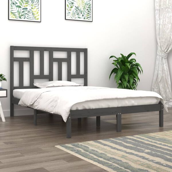 vidaXL Bed Frame without Mattress Grey 200x200 cm Solid Wood Pine