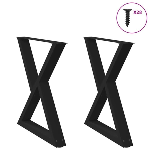 vidaXL Dining Table Legs 2 pcs Black 80x(72-73.3) cm Steel