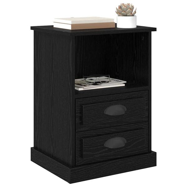 vidaXL Bedside Cabinet 2 pcs Black Oak 36 x 43 x 60 cm Engineered Wood