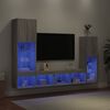 vidaXL 4 Piece TV Wall Units with LED Grey Sonoma Engineered Wood