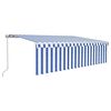 vidaXL Manual Retractable Awning with Blind 5x3m Blue&White