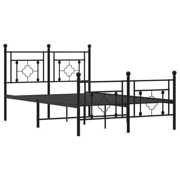 vidaXL Metal Bed Frame without Mattress with Footboard Black 120x190cm