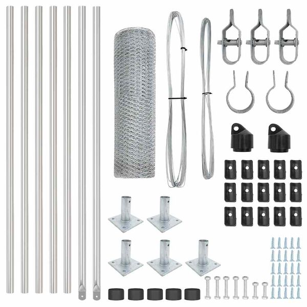 vidaXL Fence Post Silver 10 x 0.4 m (25 mm mesh) Steel