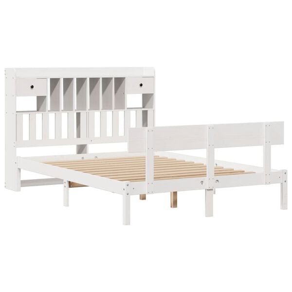 vidaXL Bookcase Bed without Mattress White 160x200 cm Solid Wood Pine