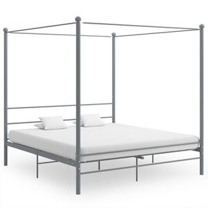 vidaXL Canopy Bed Frame without Mattress Grey Metal 180x200 cm Super King