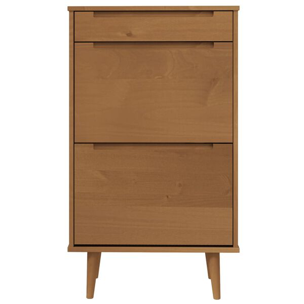 vidaXL Shoe Cabinet MOLDE Brown 59.5x35x103 cm Solid Wood Pine
