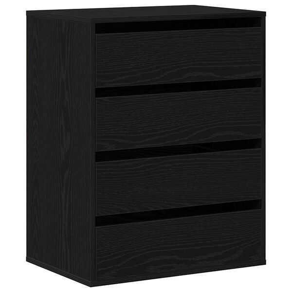 vidaXL Drawer Cabinet Black 60 x 41 x 76 cm Engineered Wood