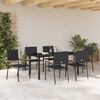 vidaXL Garden Dining Set with Cushion 7 pcs Black Poly Rattan