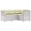 vidaXL 4-Seater Garden Sofa with Cushions Rattan Look PP White