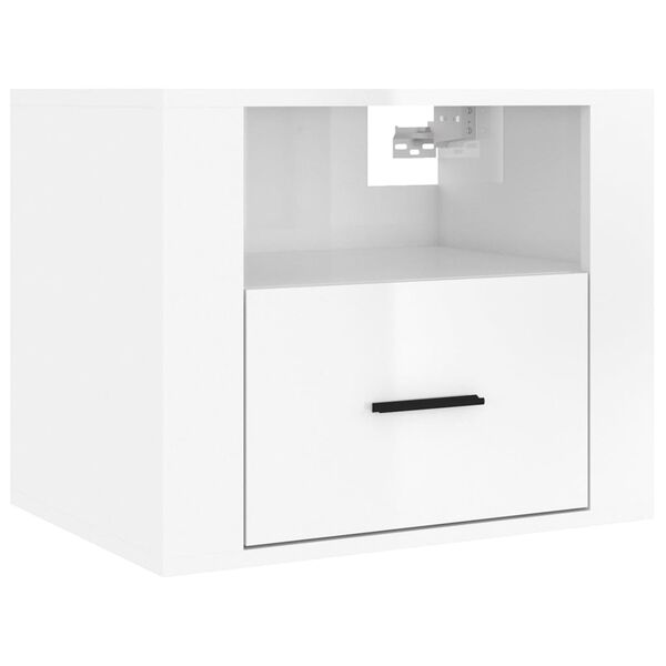 vidaXL Wall-mounted Bedside Cabinet High Gloss White 50x36x40 cm