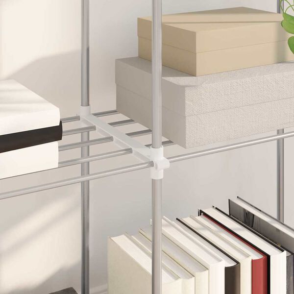 vidaXL Tubular Shelf with Storage White 86 x 27 x 90 cm Aluminium