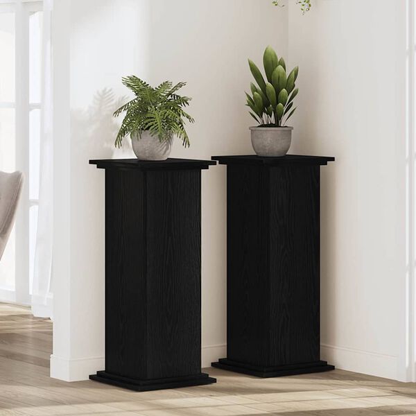 vidaXL Plant Stand Black Oak 33 x 33 x 80 cm Engineered wood