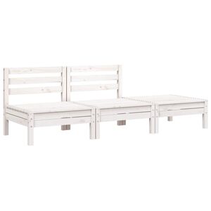 vidaXL Garden Sofa 3-Seater White Solid Wood Pine