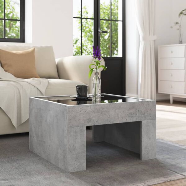 vidaXL Coffee Table with Infinity LED Concrete Grey 50x50x30 cm