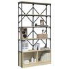 vidaXL Bookcase Sonoma Oak 100x26x180 cm Engineered Wood and Metal