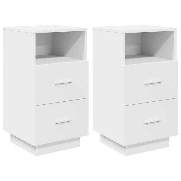 vidaXL Bedside Cabinets 2 pcs with 2 Drawers White 36x36x68 cm