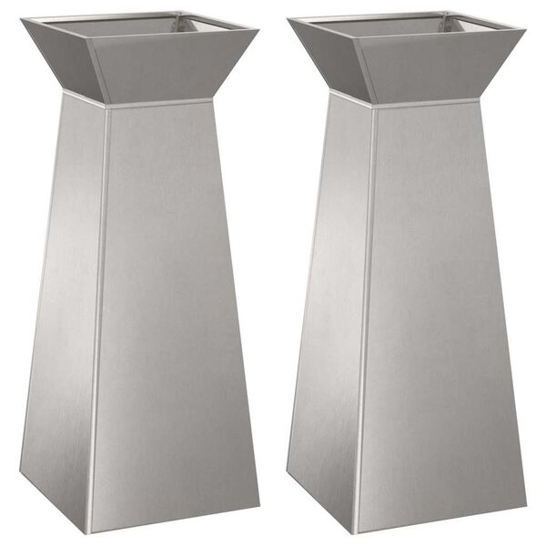 vidaXL Pillar Planter 2 pcs Silver 40 x 40 x 100 cm