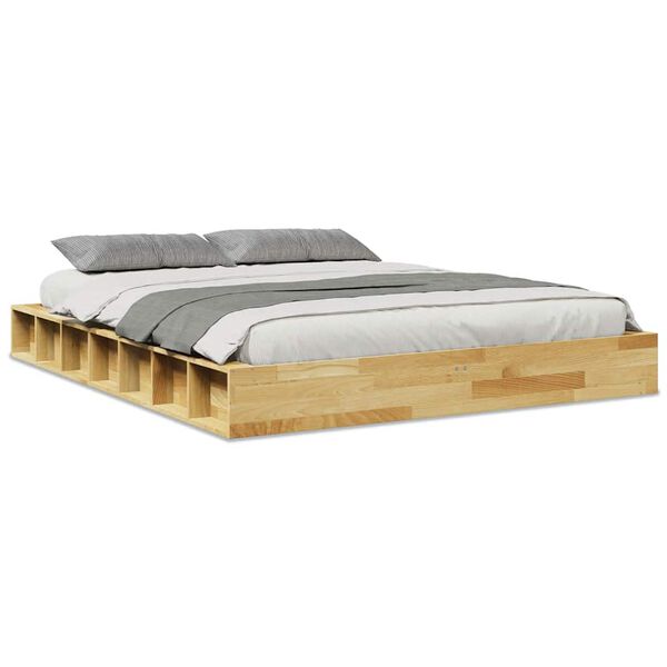 vidaXL Bed Frame without Mattress 140x190 cm Solid Wood Oak