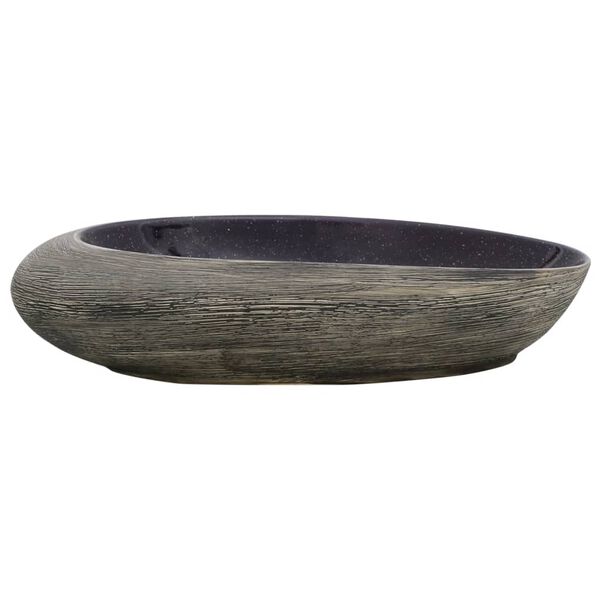 vidaXL Countertop Basin Purple and Grey Oval 59x40x14 cm Ceramic