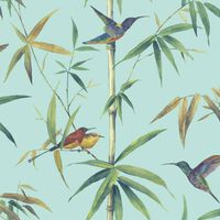 Noordwand Wallpaper Kolibri and Bamboo Turquoise