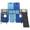 vidaXL Kids'Loft Bed Frame with Curtains, Arch, Slide Black and Blue