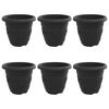 vidaXL Round Flower Pot 6 pcs Black &Oslash; 22 x 18 cm Plastic