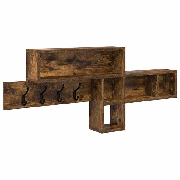 vidaXL Wall-Mounted Coat Rack with Shelf Smoked Oak 100 x 12 x 43.5 cm