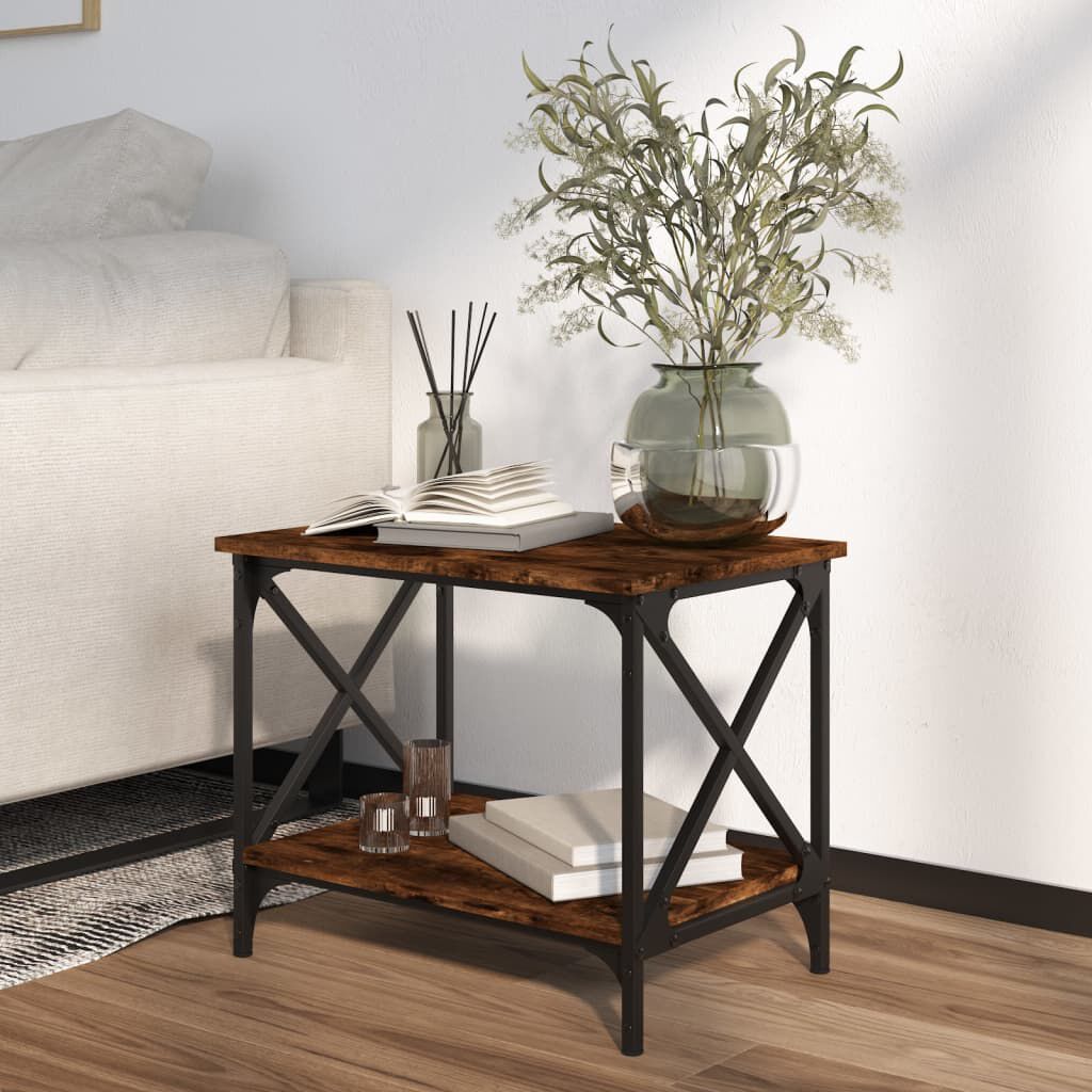 Smoked oak side table deals