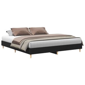vidaXL Bed Frame Black Oak 203 x 203 x 25 cm Engineered Wood