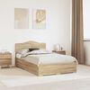 vidaXL Bed Frame with Drawer Sonoma Oak 135 x 190 cm Engineered Wood