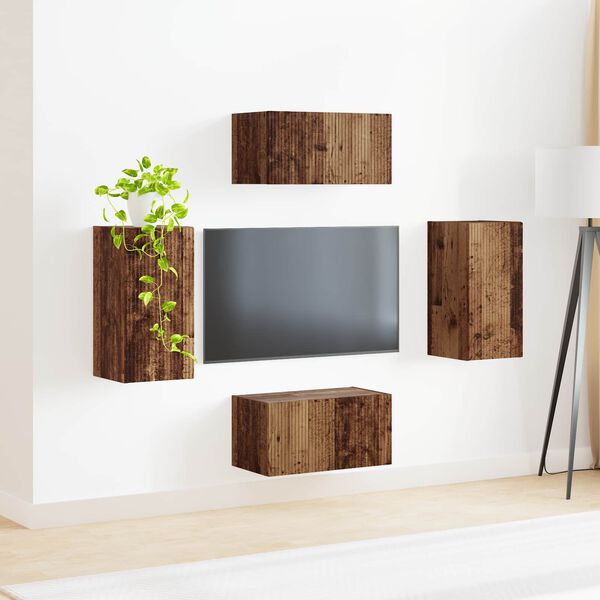 vidaXL TV Cabinet Set 4 pcs Old Wood Engineered Wood