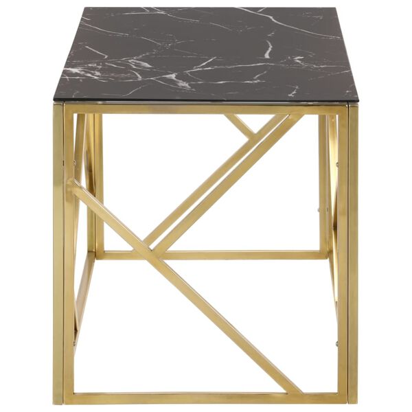vidaXL Coffee Table Gold Stainless Steel and Tempered Glass
