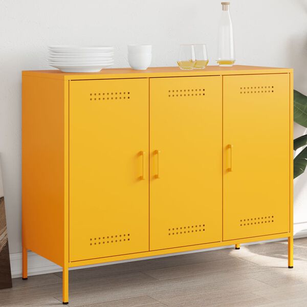 vidaXL Sideboard Mustard Yellow 100.5x39x79 cm Steel