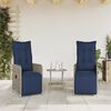 vidaXL Reclining Garden Chairs 2 pcs with Cushions Grey Poly Rattan