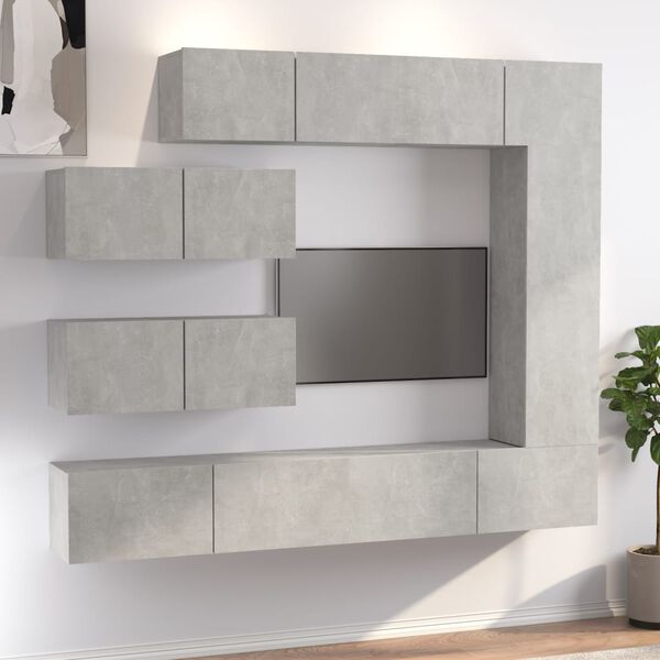 vidaXL 7 Piece TV Cabinet Set Concrete Grey Engineered Wood