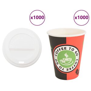 vidaXL Paper Coffee Cups with Lids 1000 pcs 4oz 100ml