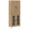 vidaXL Highboard 2 pcs Artisan Oak Engineered Wood and Glass