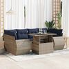 vidaXL 7 Piece Garden Sofa Set with Cushions Grey Poly Rattan Acacia
