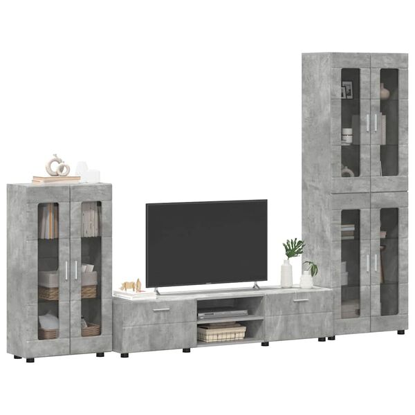 vidaXL TV Cabinet Set with Drawer FLORIN Concrete Grey Engineered Wood