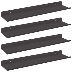 vidaXL Floating Shelf Wall-mounted 4 pcs Black 40 x 8.5 x 2.5 cm Steel